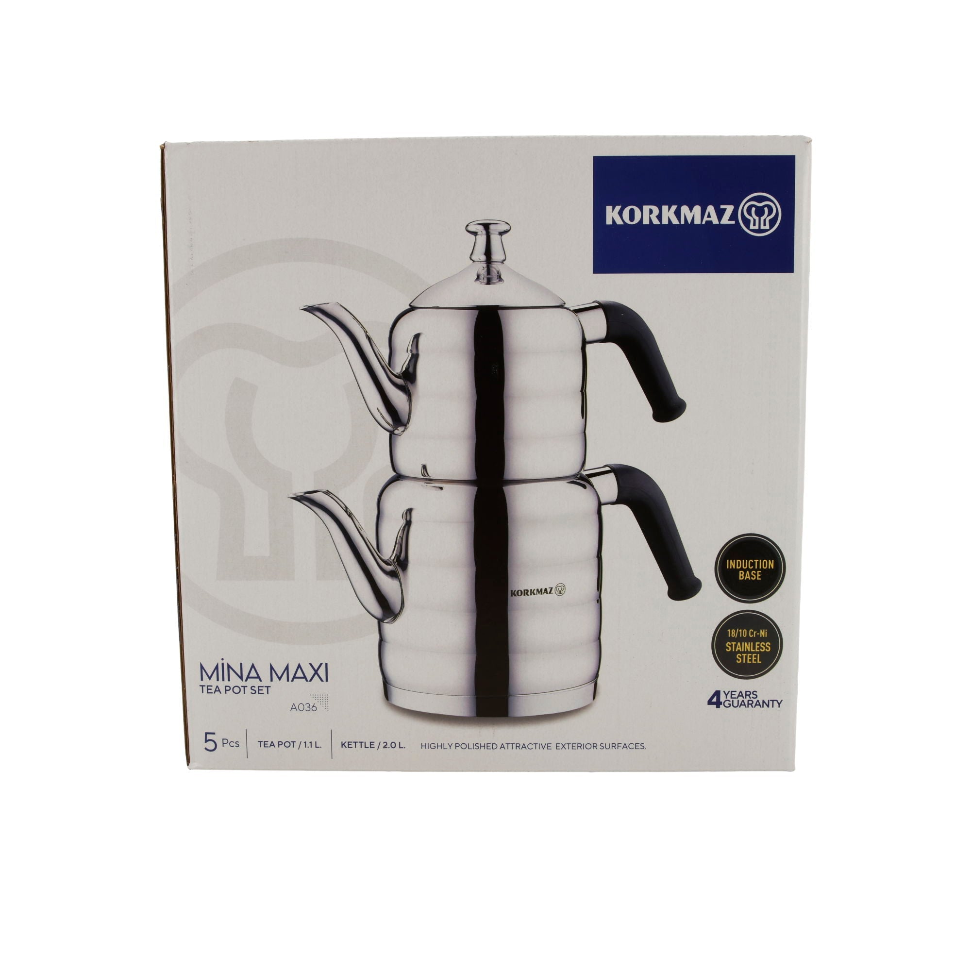 Korkmaz Mina Maxi Teekannen - Set – Edelstahl 18/10 – 5 - teilig - Taste Your World